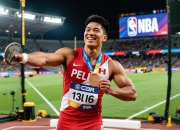 秘鲁田径选手在铁饼比赛中获得铜牌